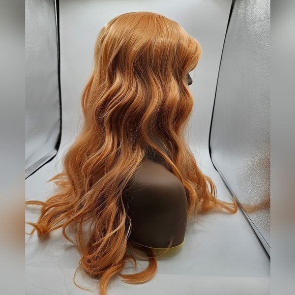 Uniwigs Creamsicle Dream Soft Peach Long Wavy w/ Bangs Synthetic Wig - Picture 6 of 8